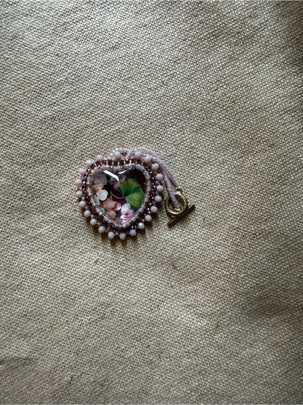 Heart Floral Pink Pendant Necklace